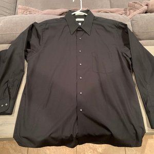 Black, button up long sleeve dress shirt